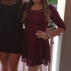 WORN ONCE! Lace Maroon fit and flare dress